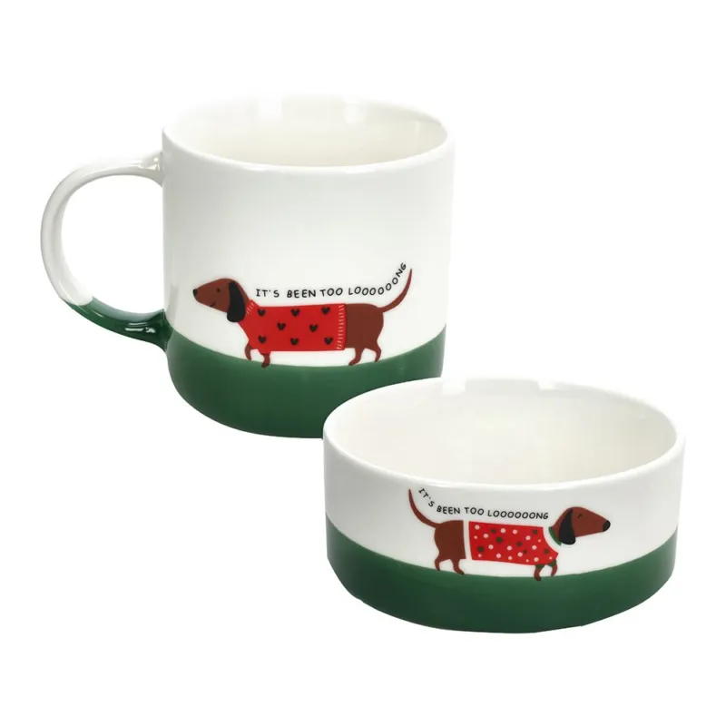 Compra Oggi Stesso Set 2 pezzi Bolo + Mug Bassotto New Bone China Verde