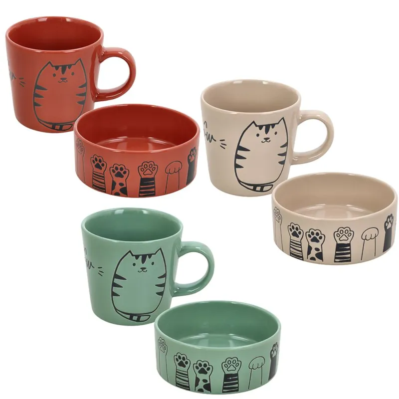 Popolare Set 2 pezzi mug + bolo My little Buddy Cat Stoneware Multicolor