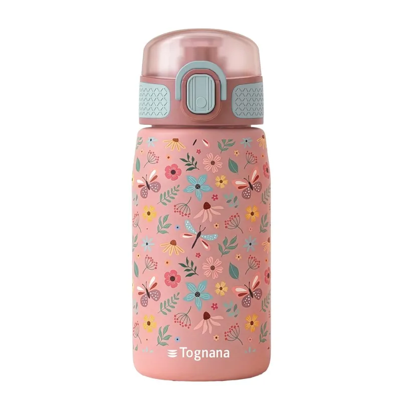 Borraccia 380 ml Farfalle Acciaio Inox 18/10 Rosa Vendita Finale