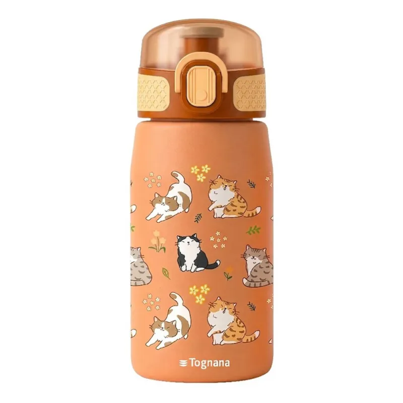 Popolare Borraccia 380 ml Gatti Acciaio Inox 18/10 Arancione