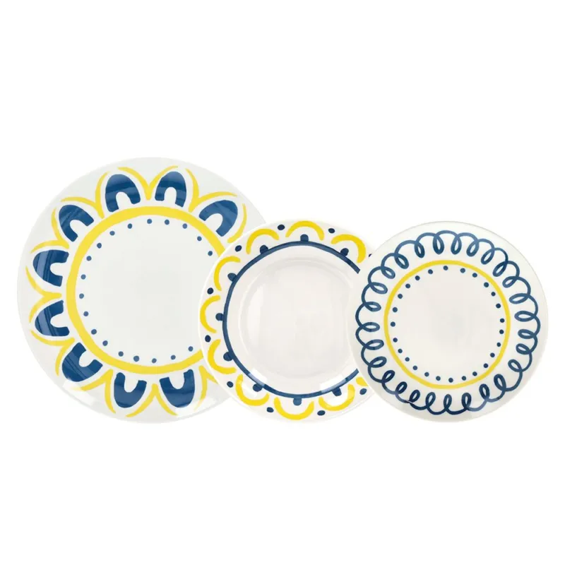 Set 3 pezzi posto tavola Vida Porcellana Giallo-Blu Occasione