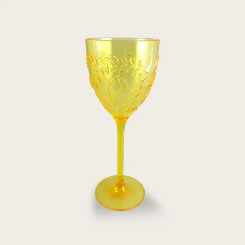 Calice Giallo In Plastica Acrilica Crystal Decorata 40cl Nuovo Arrivo