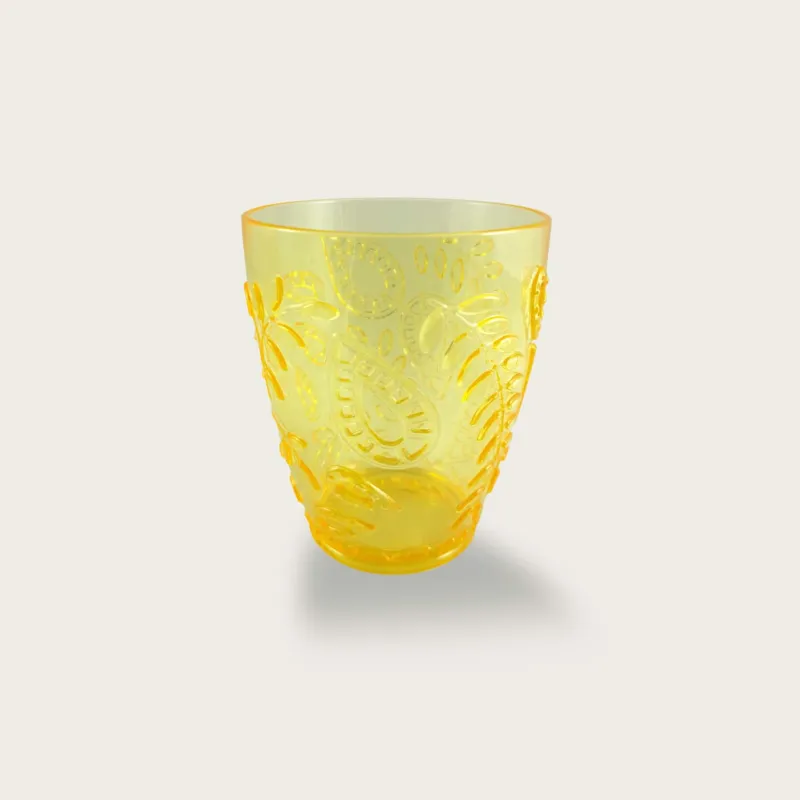 Bicchiere Giallo In Plastica Acrilica Crystal Decorata 40cl Spedito Oggi