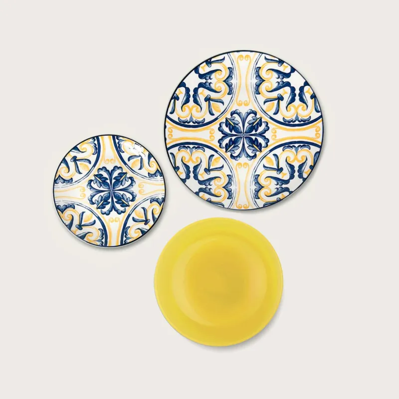Quantità Limitata Servizio 18 Piatti Coordinati Vietri Yellow In Porcellana