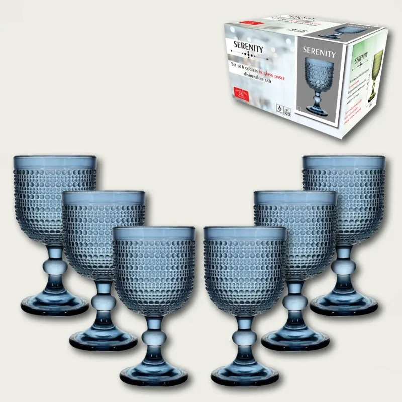 Set 6 Serenity In Vetro,set-6-calici-blu Offerta Limitata
