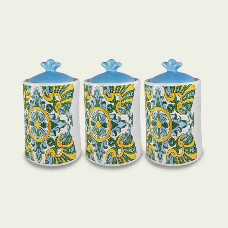 Super Prezzo Tris Barattoli Smeraldo In Ceramica