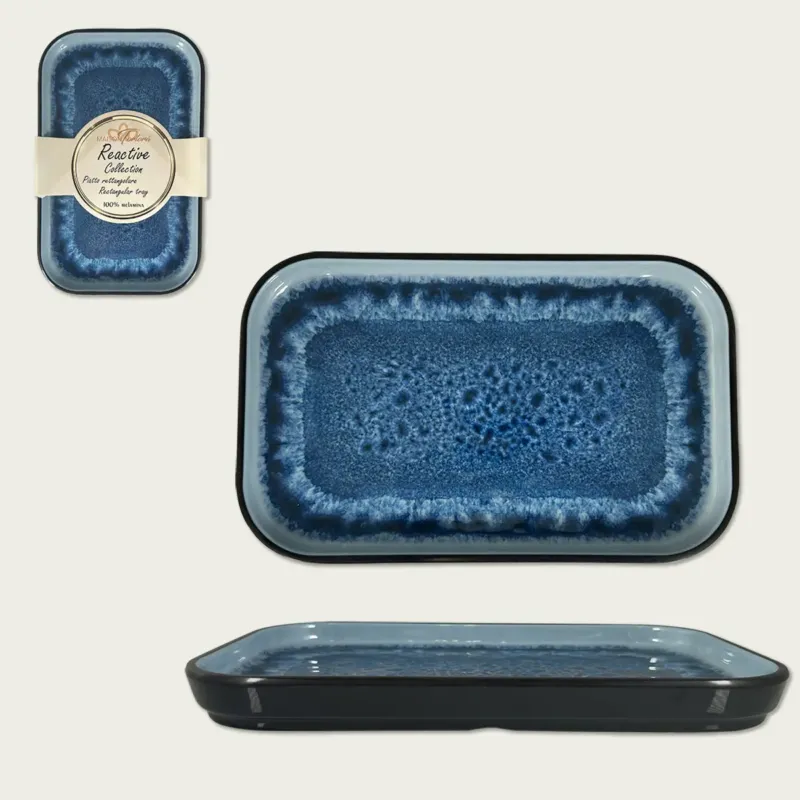 Piatto Rettangolare In Melamina Reactive,blu Spedizione Espresso