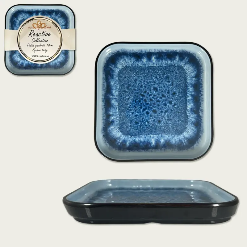 Piatto Quadrato In Melamina Reactive,blu Promozione