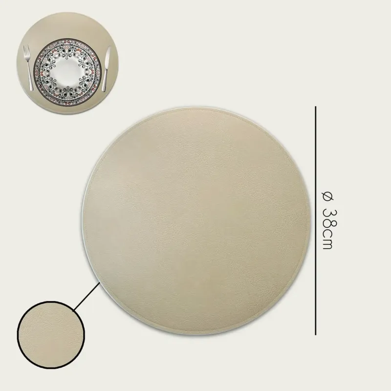 Soddisfatti O Rimborsati Tovaglietta Ø 38 cm Similpelle,set-5-tovagliette-piu-conveniente-beige