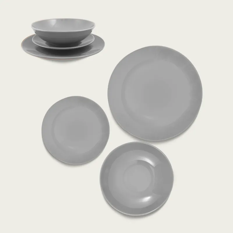 Saldi Piatto Monocolore In Ceramica,grigio