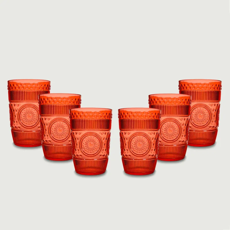 Tumbler Imperial In Plastica,set-6-bicchieri-piu-conveniente-rosso Di Tendenza