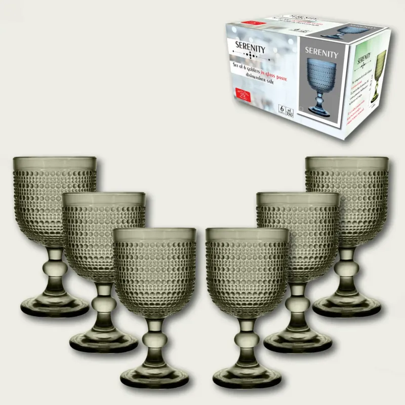 Direttamente Dal Produttore Set 6 Serenity In Vetro,set-6-calici-fumo