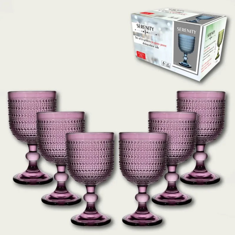 Acquista Ora Set 6 Serenity In Vetro,set-6-calici-porpora
