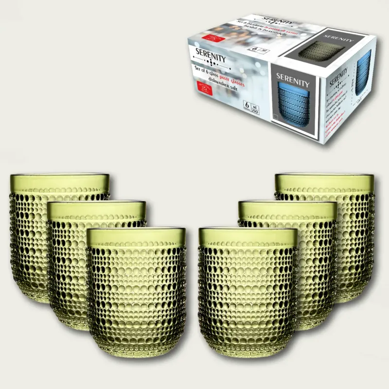Set 6 Serenity In Vetro,set-6-tumbler-verde Compra Oggi Stesso