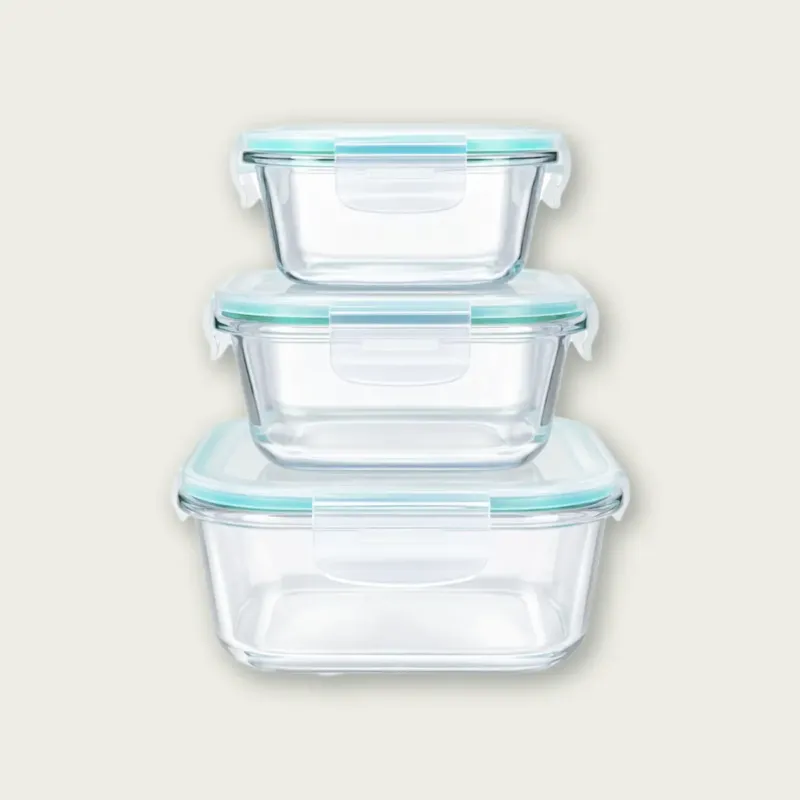 Set 3 Contenitori Quadrati Ermetiko Con Coperchio In Vetro,tiffany Prezzo Scontato