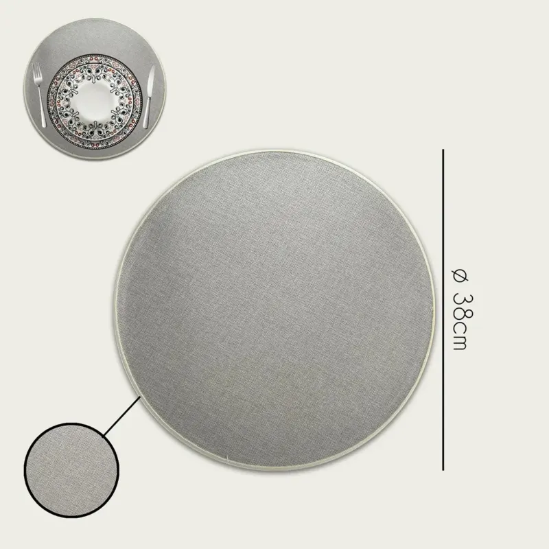 Tovaglietta Tonda Ø 38 cm Poliestere,set-6-tovagliette-piu-conveniente-grigio Vendita Finale