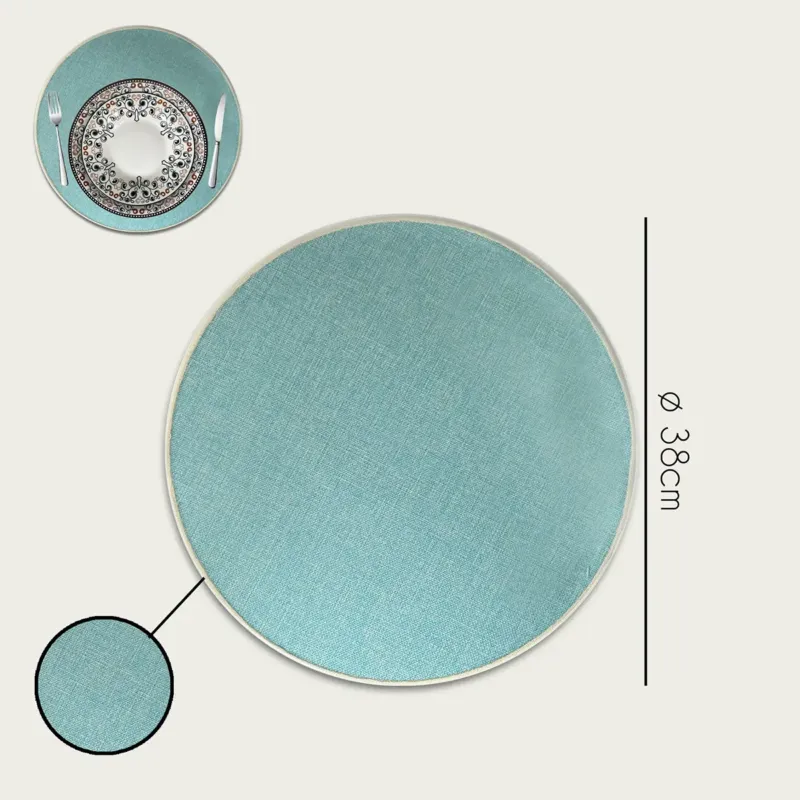 Tovaglietta Tonda Ø 38 cm Poliestere,set-6-tovagliette-piu-conveniente-azzurro Prezzo Ridotto