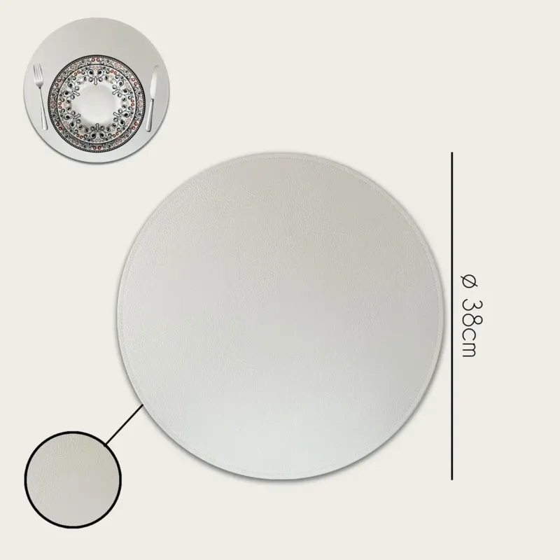 Ultima Occasione Tovaglietta Ø 38 cm Similpelle,crema