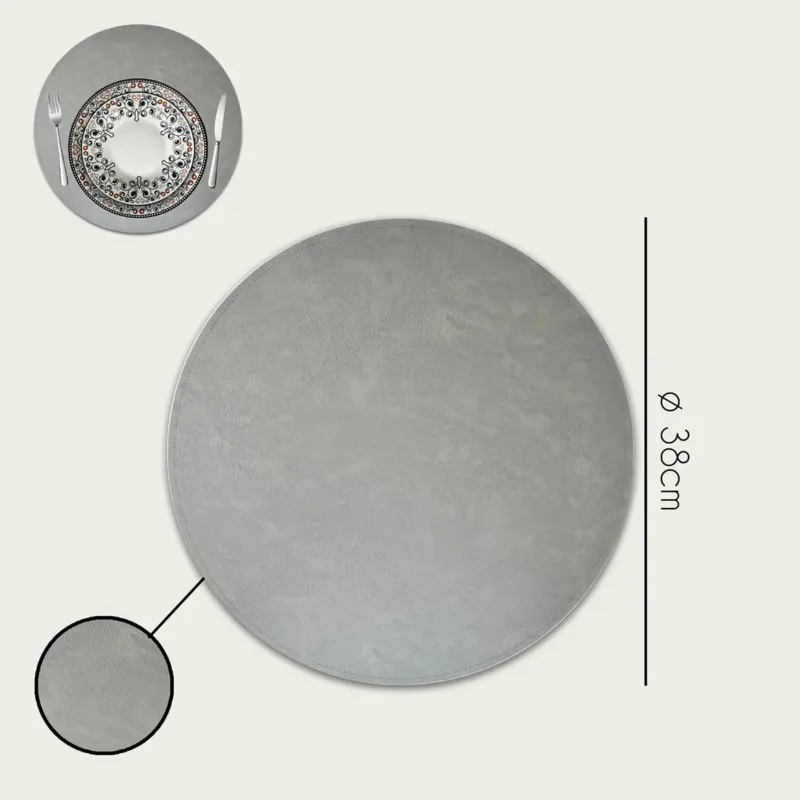 Tovaglietta Ø 38 cm Similpelle,grigio Esclusivo