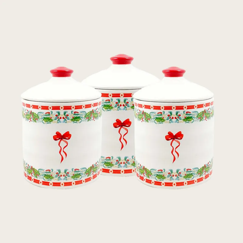 Set 3 Barattoli Ribbon In Ceramica Ordina Subito