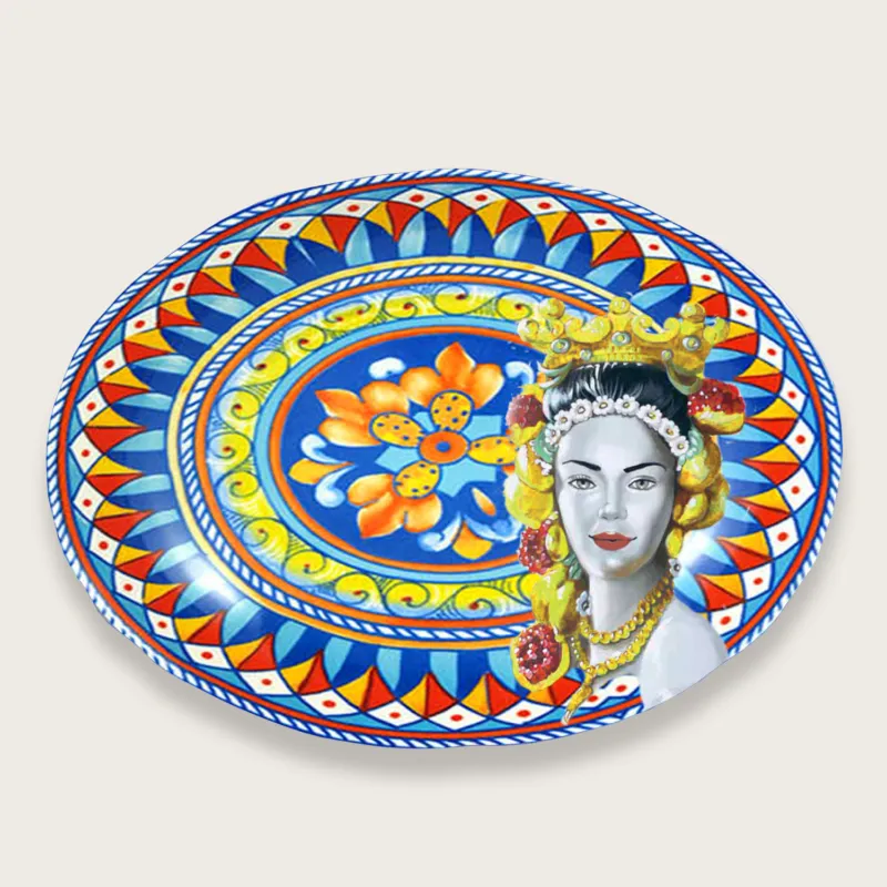 Piatto Piano Ovale In Melamina Decoro Caltagirone Sconto