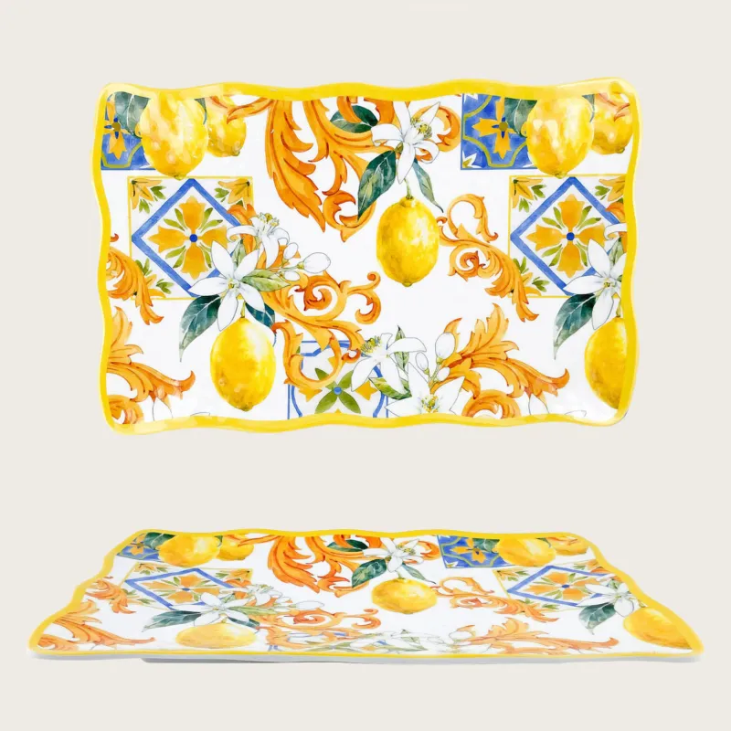 Vassoio Rettangolare In Melamina Decoro Lemon Spedizione Espresso