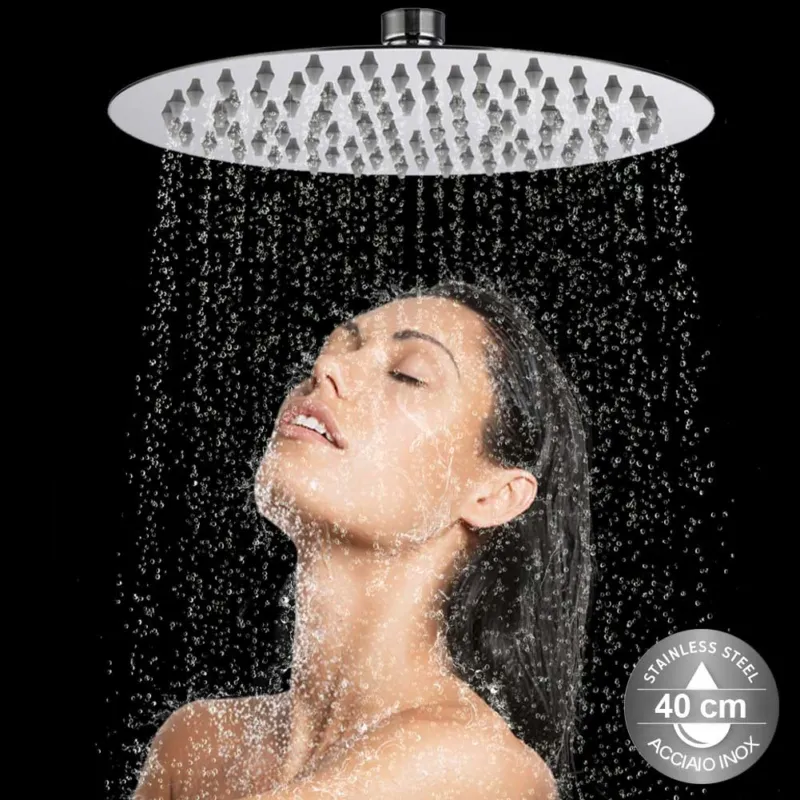 Soffione Doccia Bagno Rotondo 40cm Acciaio Inox Ultra Sottile Effetto Pioggia Compra Oggi Stesso