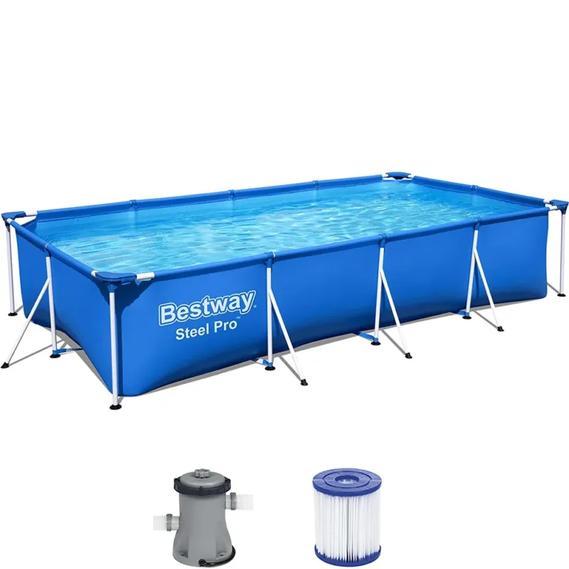 Offerta Limitata Bestway Piscina Rettangolare Steel Pro 56424 con Filtro a Cartuccia 400x211x81 cm