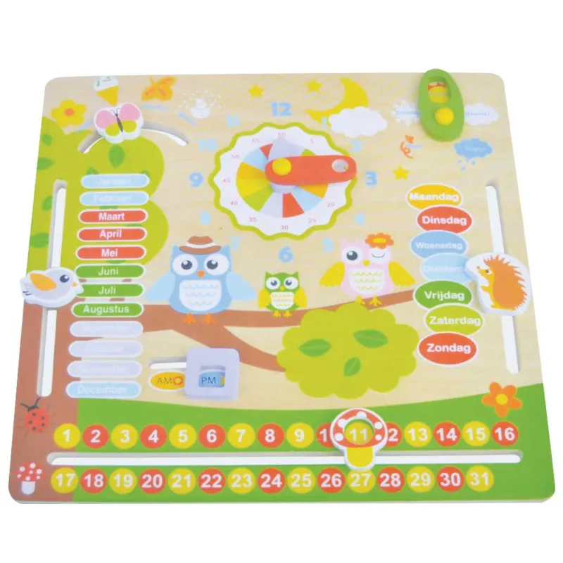 Calendario Orologio Giocattolo per Bambini Gufetti in Legno Giochi Educativi Occasione Imperdibile