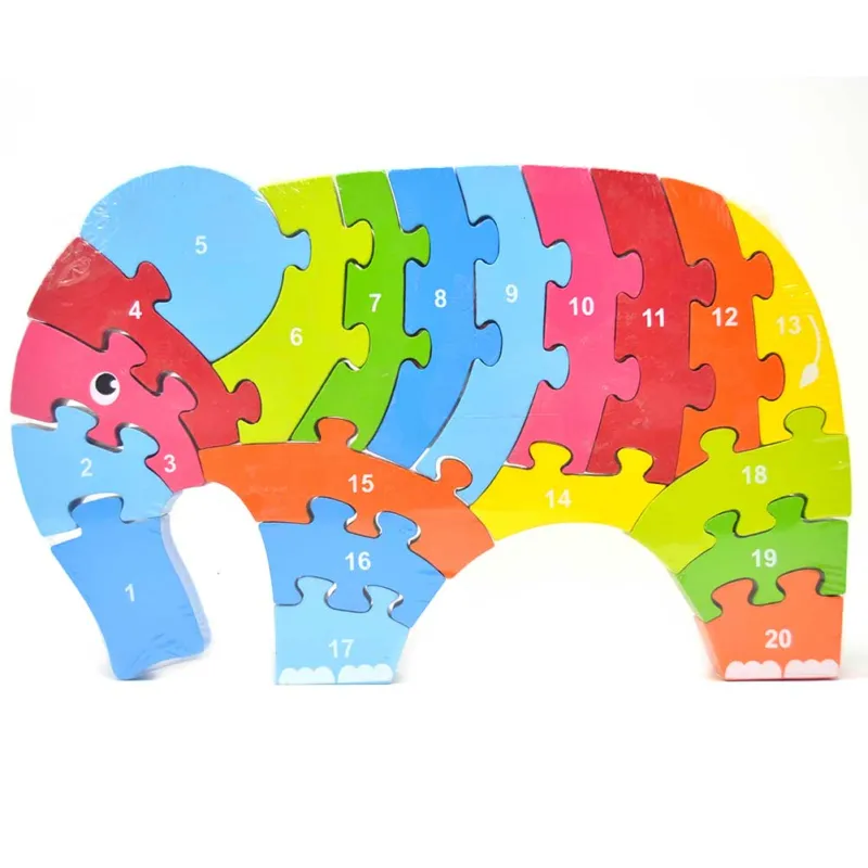 Puzzle in Legno 20pz Elefante con Numeri Giocattolo per Bambini Giochi Educativi A Buon Prezzo