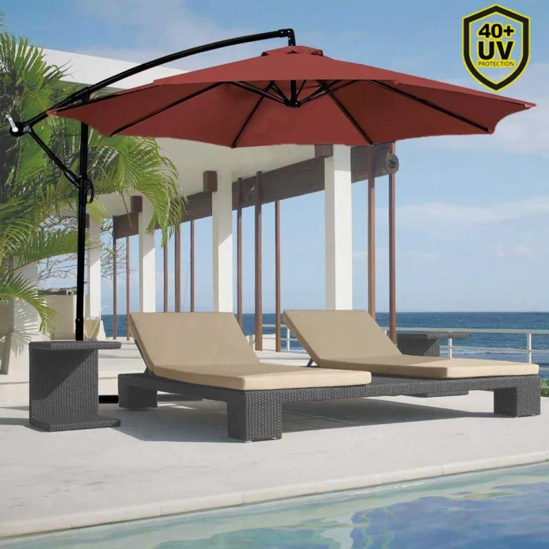Nuovo Arrivo Ombrellone Giardino Decentrato 3x3 Mt Rosso Vino Palo Alluminio Gazebo Piscina