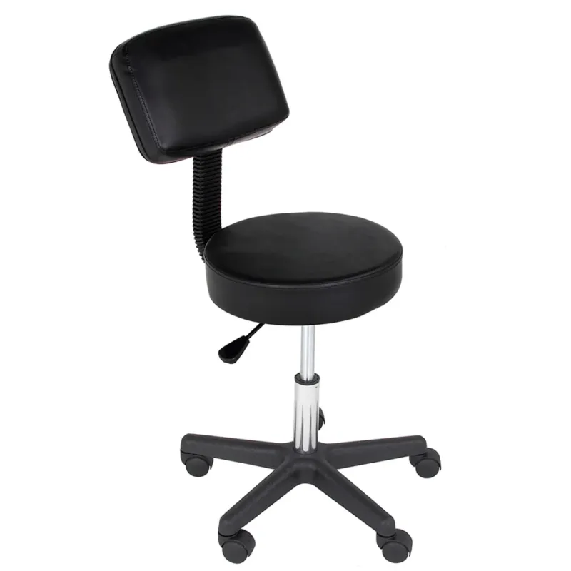Offerta Speciale Sgabello Estetista Girevole Schienale Seduta in Ecopelle Salone Studio Nero