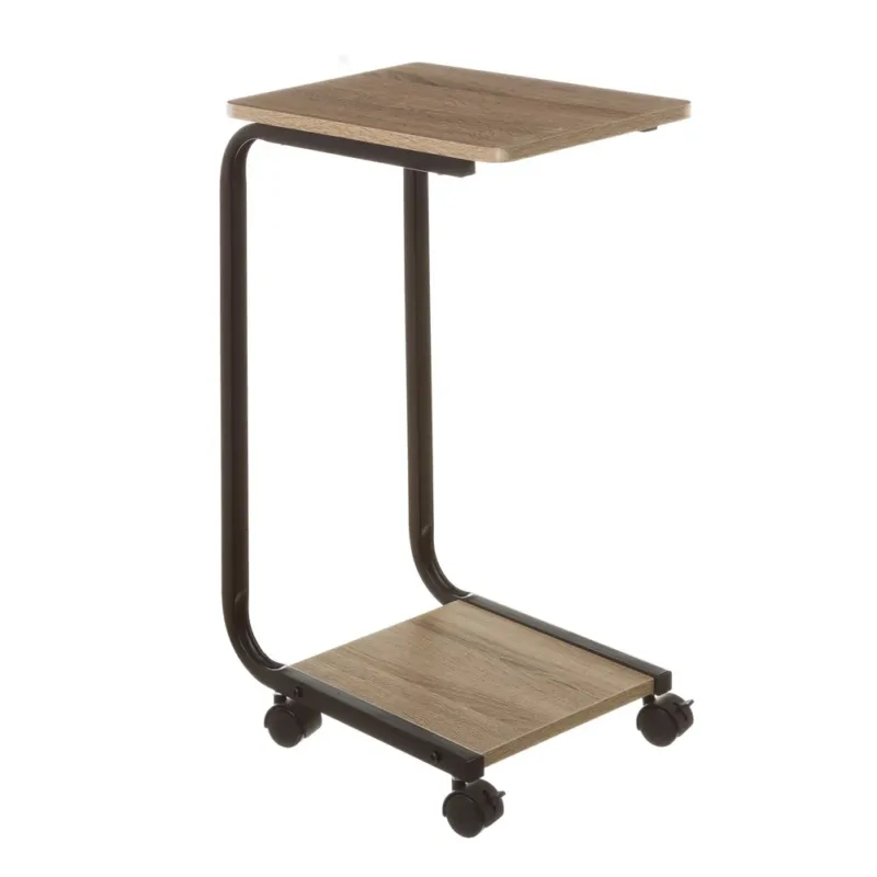 Offerta Lampo Tavolo Tavolino Con Ruote In Legno MDF e Metallo 40x27x65cm Casa e Ufficio