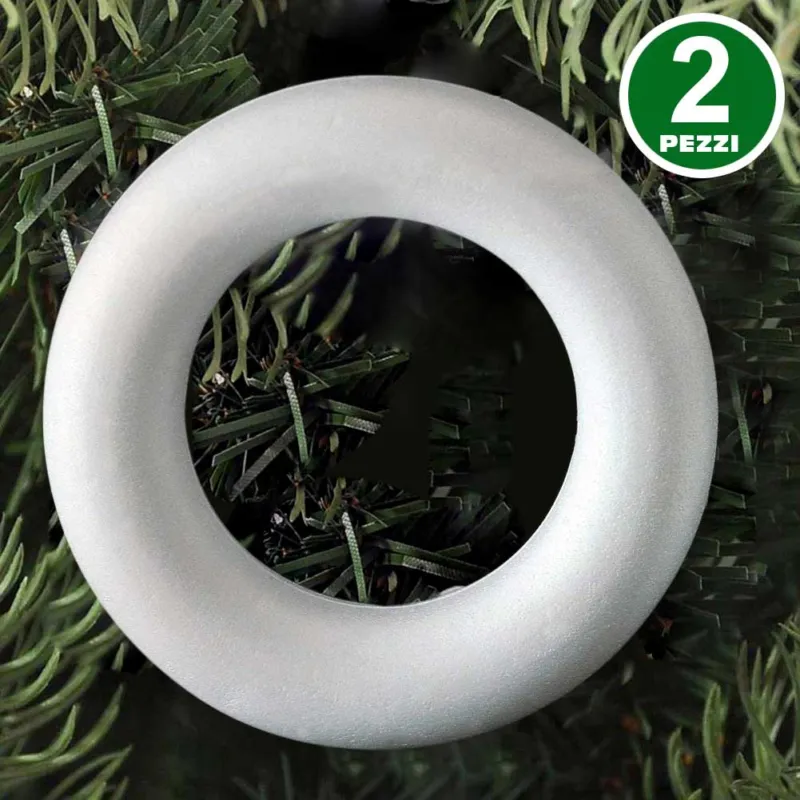 Nuova Collezione 2 Anelli Cerchi di Polistirolo 27cm Bianchi Decorazioni Natalizie Addobbi Natale