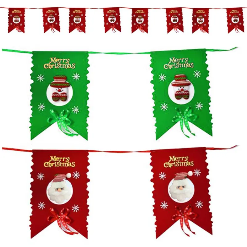 Festone Natalizio in Feltro 8 Bandierine con Babbo Natale o Pupazzo di Neve 3m Occasione