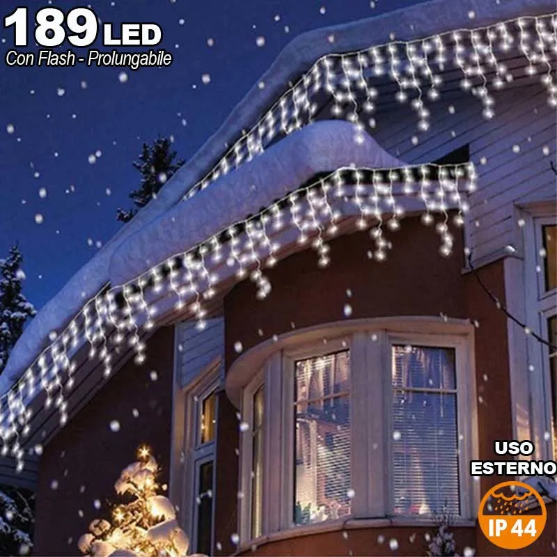 Prezzo Conveniente Tenda Cascata Luminosa Bianco Freddo 510x90 cm Prolungabile Fino a 15MT 189 LED