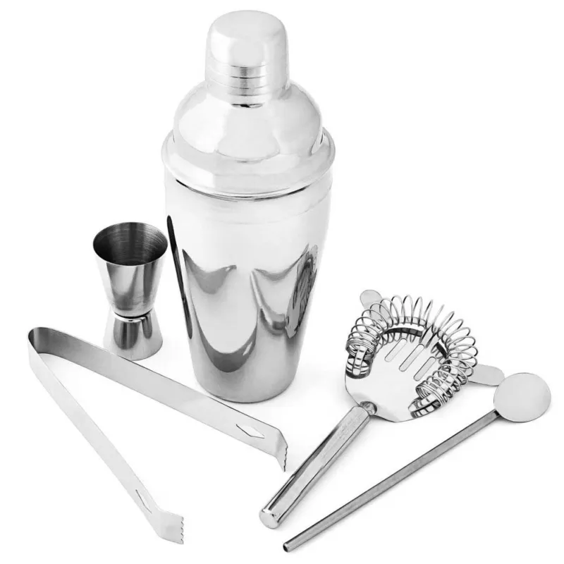 Offerta Del Giorno Set da Cocktail Con Shaker Pinza Ghiaccio Misurino Cucchiaio Strainer Barman