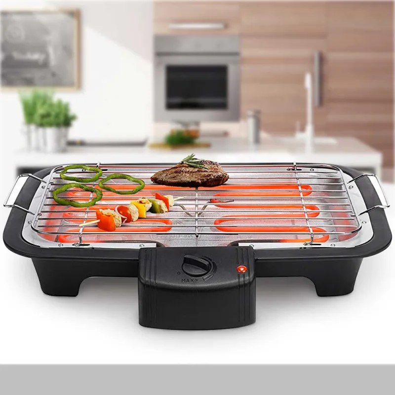 Barbecue Elettrico da Tavolo Griglia bbq con Termostato Regolabile 2000W Nero Offerta Lampo