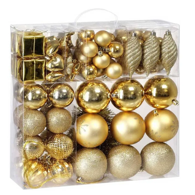 Scelto Dai Clienti Addobbi per Albero di Natale 103 PZ Oro Confezione Palline Natalizie Cuori stell