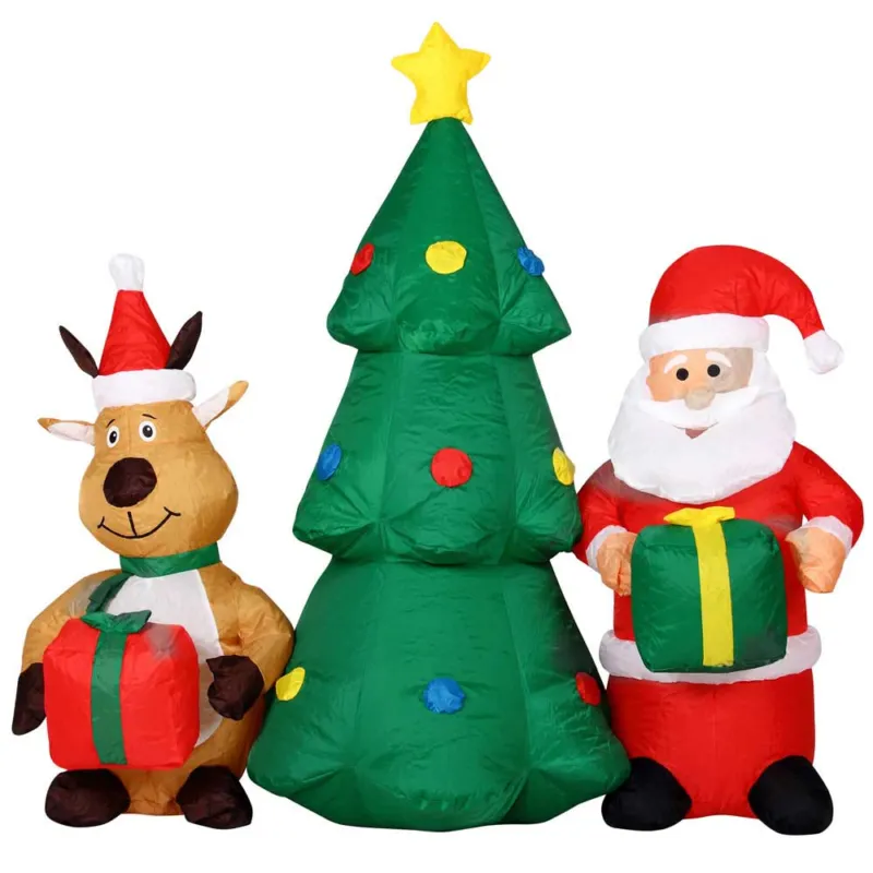 Saldi GONFIABILE ALBERO NATALIZIO BABBO NATALE E RENNA LUCI A LED 150CM AUTOGONFIABILE