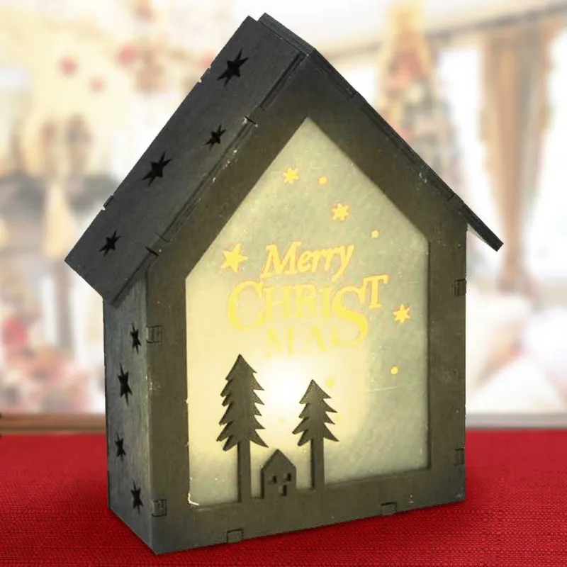 Lampada Natalizia Casetta Scenario in Legno 6 Luci LED Decorazioni di Natale Di Tendenza