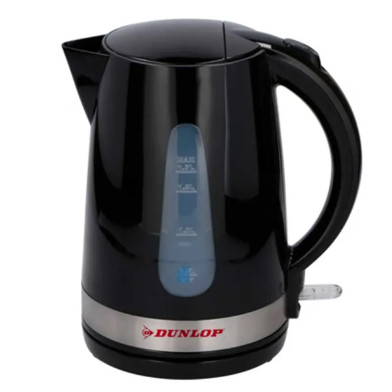 Ultimissimo Modello Bollitore Elettrico 1,7L 2200W Acqua Calda Cordless LED Senza Filo Nero Dunlop
