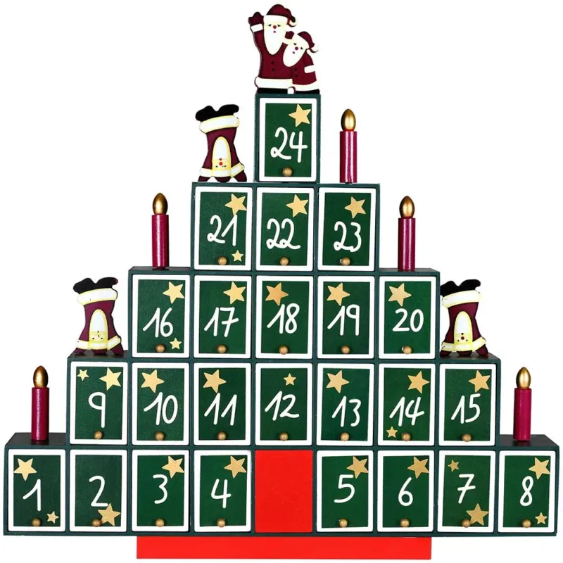 Calendario Avvento Albero di Natale in Legno 24 Cassetti Decorazioni Natalizie Di Tendenza