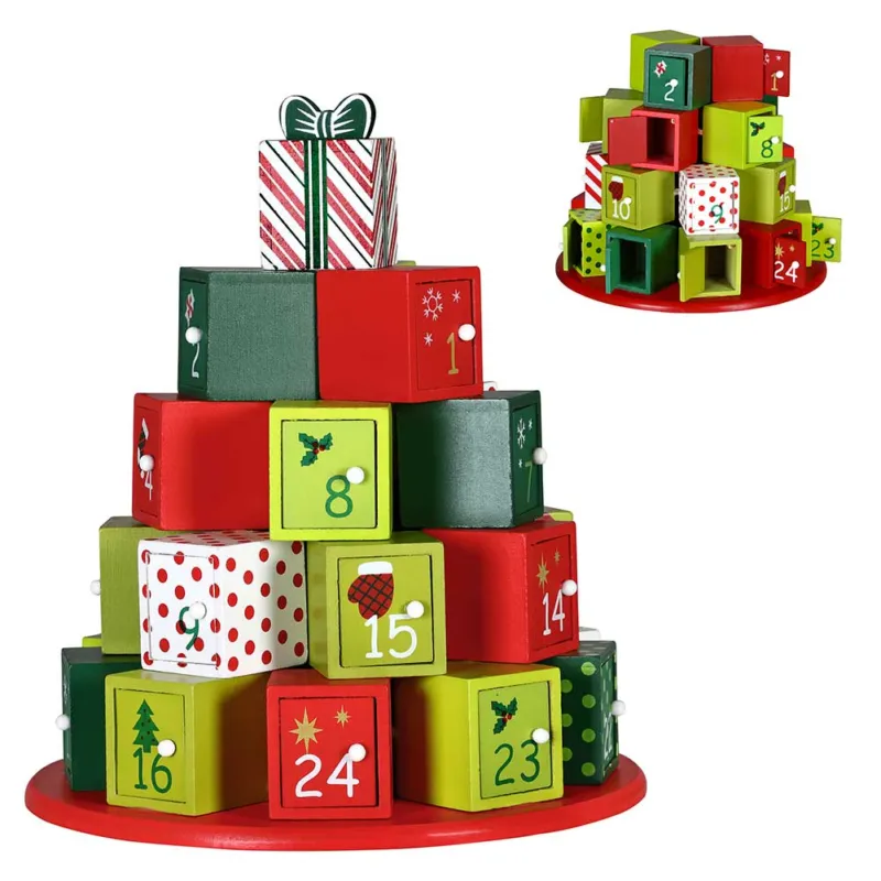 Saldi Calendario Avvento Regali di Natale in Legno 24 Cassetti Decorazioni Natalizie