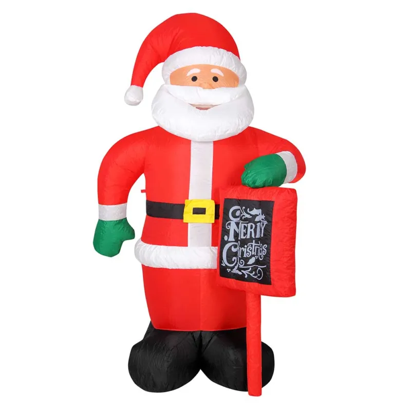 Solo Oggi Gonfiabile Babbo Natale con Cartello Alto 174 cm Illuminazione LED per Esterno