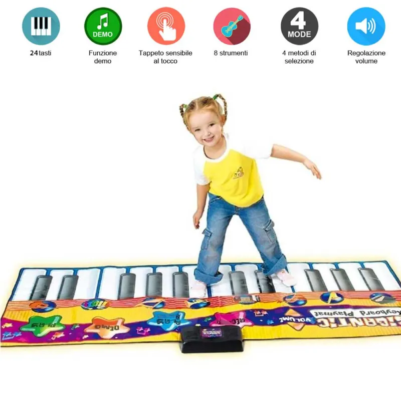 Tappeto Musicale Tastiera Pavimento Bambini 8 Strumenti con Registrazione e Demo Direttamente Dal Produttore