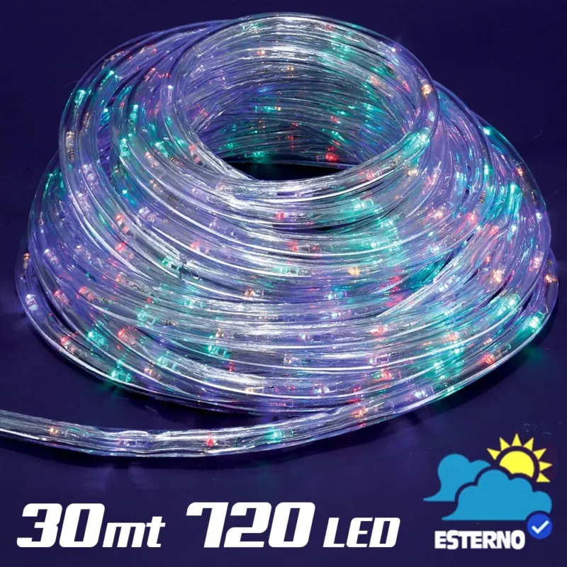 Tubo Luminoso 30 metri LED Multicolor 720 Luci per interno e per Esterno Miglior Prezzo