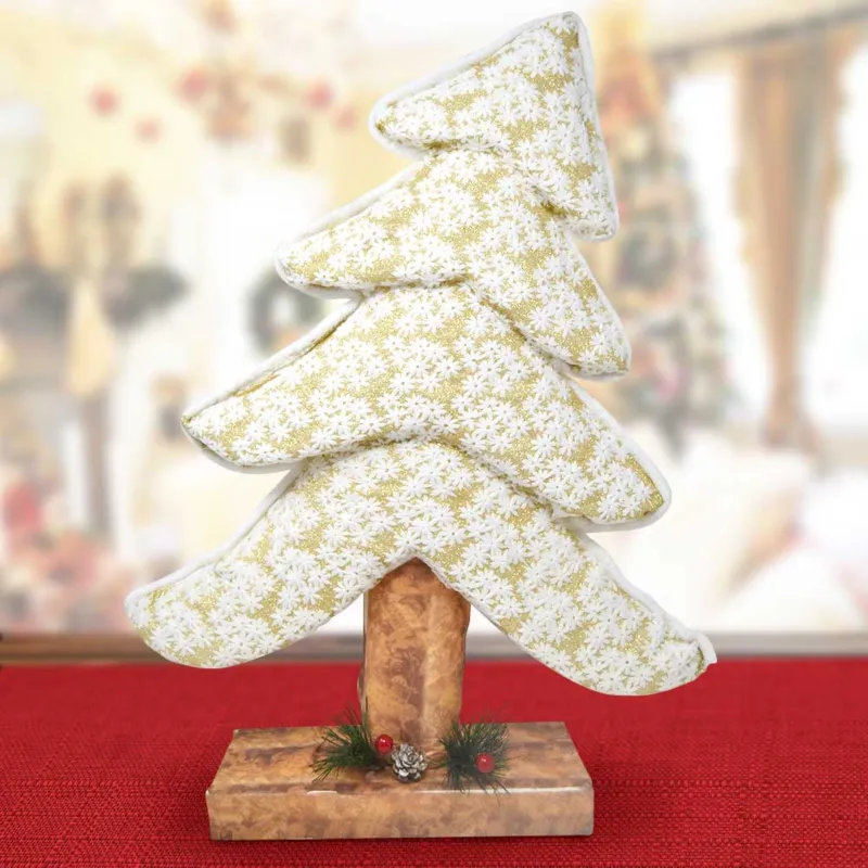 Miglior Prezzo Albero Di Natale Inclinato in Tessuto Bianco 56cm Decorazioni Natalizie Dorato