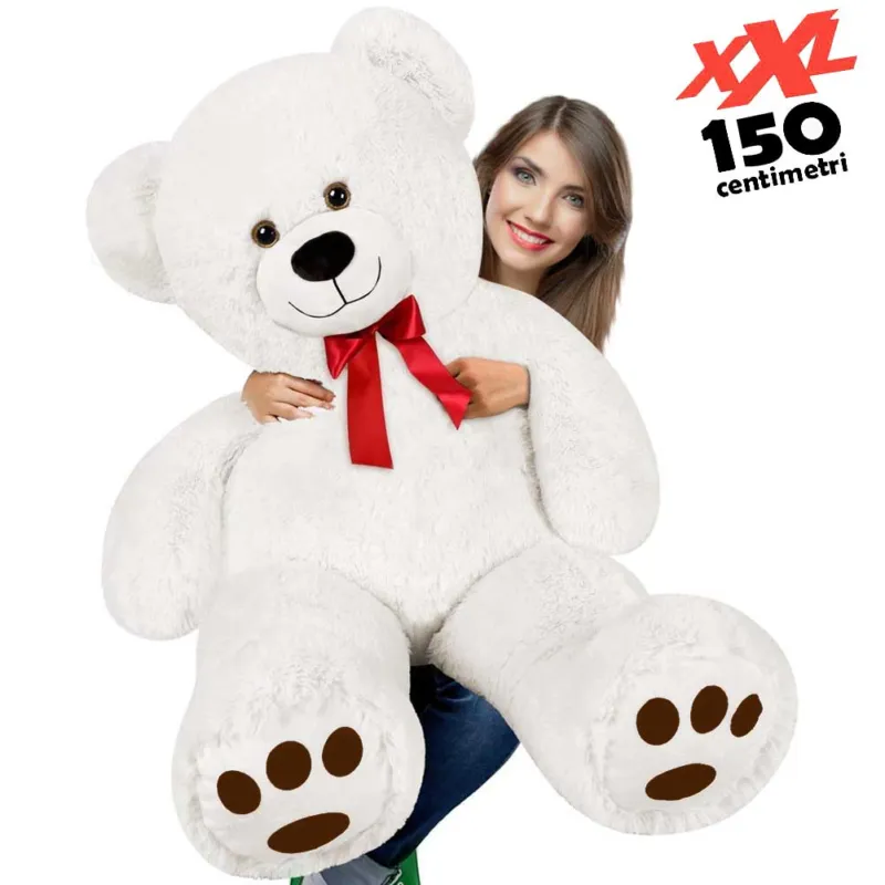 Di Tendenza Peluche Orso Gigante XXL Alto 150cm Pupazzo Bambini Orsacchiotto Morbido Bianco