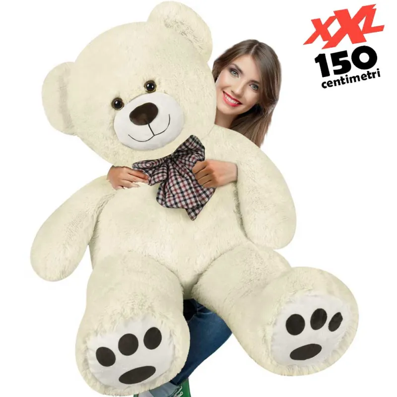 Peluche Orso Gigante XXL Alto 150cm Pupazzo Bambini Orsacchiotto Morbido Crema Sconto